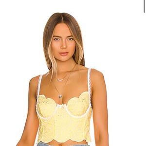 Natalia Corset top, For Love & Lemons, Yellow, Size L